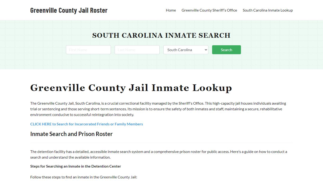 Greenville County Jail Roster Lookup, SC, Inmate Search